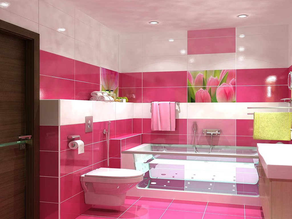 Яркий дизайн интерьера ванной комнаты